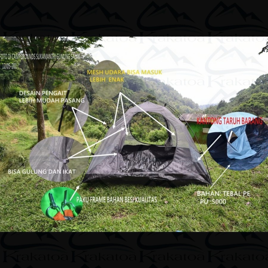 【COD】 Tenda Compass LWY` Dome Fiber 4P 5P` Double Layer 4 - 5 Orang Tent` Camping Outdoor Kemah Compas