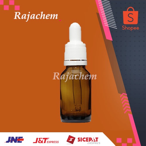 Botol Pipet Kaca Amber 15 ml Ring Putih Segel