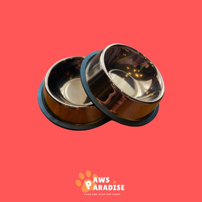 Pet Bowl Gold Stainless Steel - Mangkok Makan Anjing Kucing Warna Emas