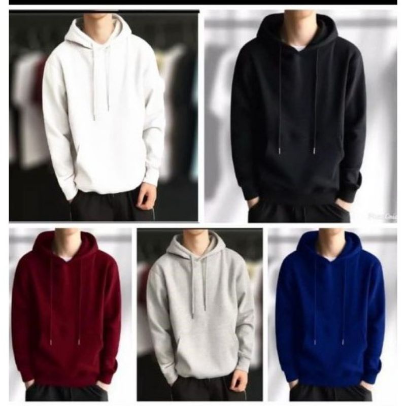 Sweater Hoodie polos Size L XL pria Wanita