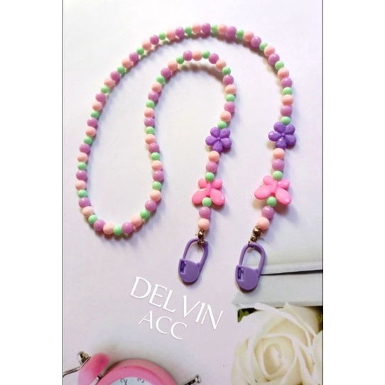 (BISA COD) Strap Mask / Kalung Masker / Tali Masker Manik Mote Mutiara Pastel Kupu  Bunga Anak Lucu