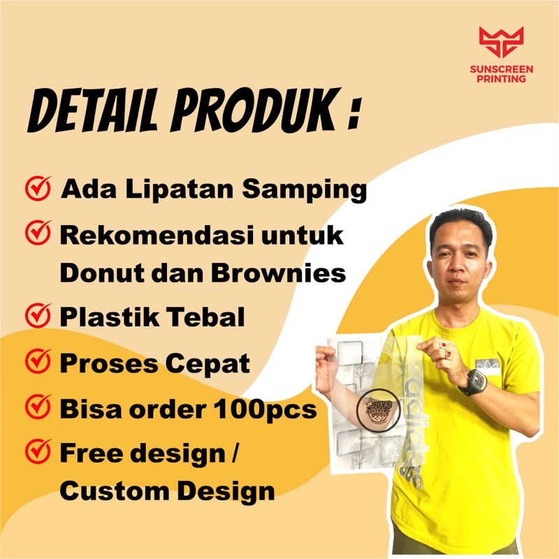 Plastik donat sablon custom PE 20x30 free desain