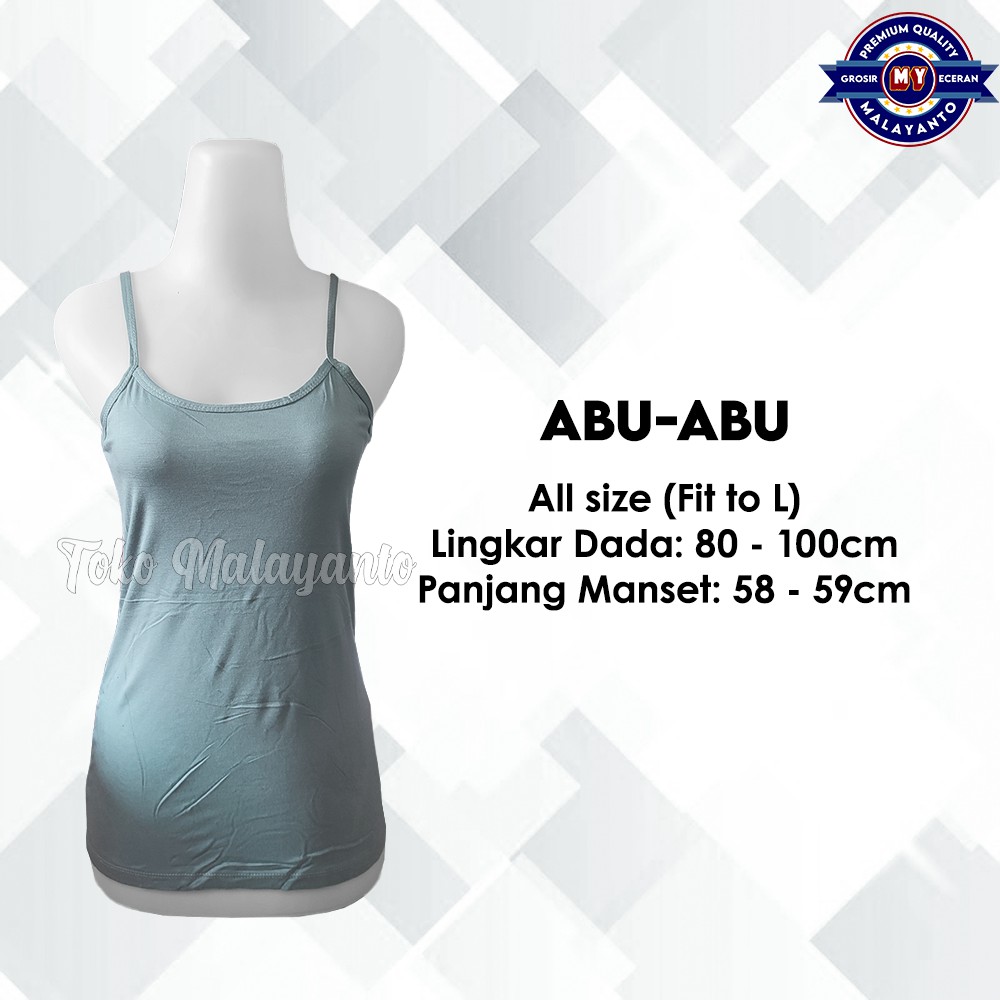 Tanktop Tali Kecil Renda Polos Warna Ukuran All Size Ready Stok!!-Abu-abu