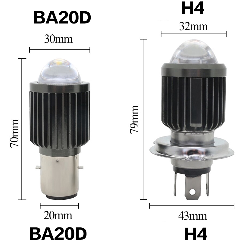 Lampu Depan Led Ba20D H4 3000k 6000k Dual Warna Untuk Motor Skuter Atv