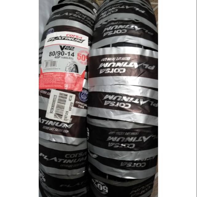 Ban tubles matic corsa type platinum V22 uk.80/90.14.free pentil..untuk semua jenis motor matic