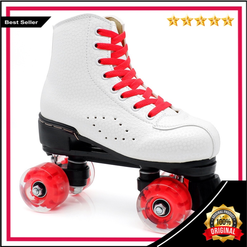 Dewasa Double Row Sepatu Roda Empat Roda Sepatu Roda Pemula Skating Sepatu Kulit  Pria  wanita Sepat