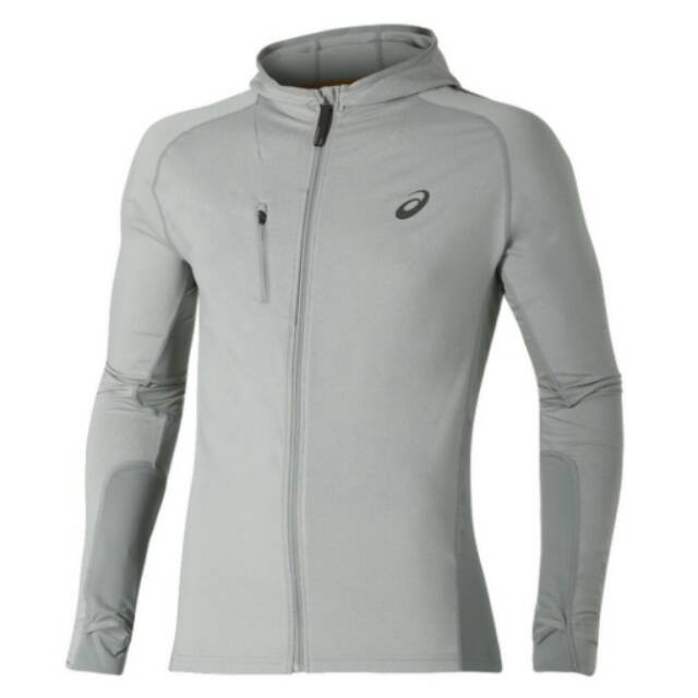 Asics Original Men Fujitrail Running Hoodie Heather Grey Jaket Pria Abu Lari Training Jacket Gym