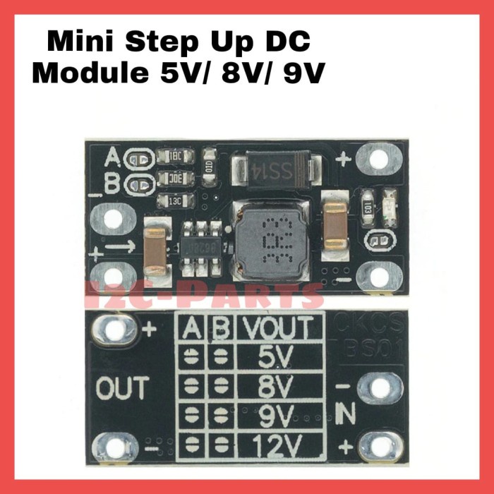 Mini Boost DC DC Step Up 1.5A Board 5V / 8V / 9V / 12V LED Indicator