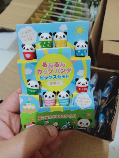 Tusukan Bento Pick Cup Panda Bear Food Picks & Forks Tools Cucusan Bento Fork Pick Garpu Buah-6