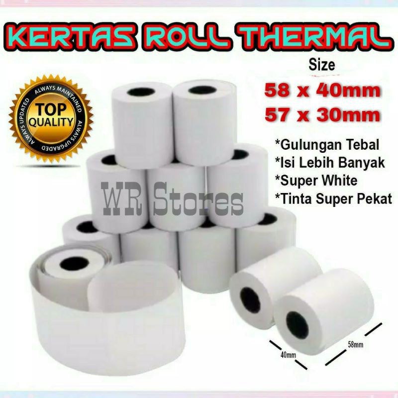 

Kertas Printer Thermal Terlaris Ukuran 58x40mm / 57x30mm