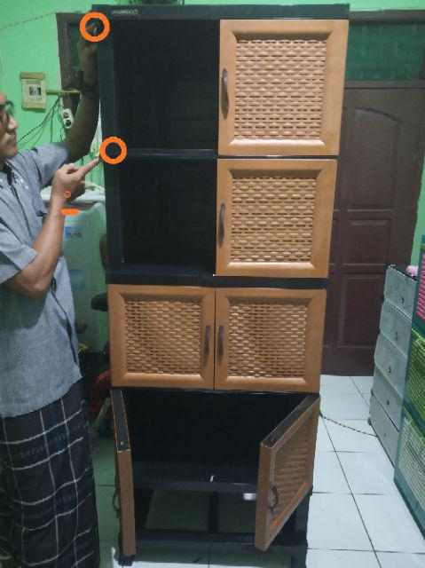 Lemari Plastik Rotan 4 Pintu 1laci Napolly