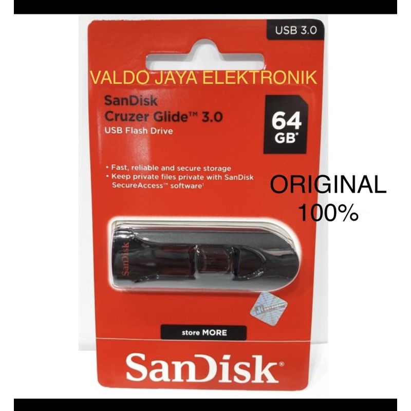 SANDISK USB 64GB Flashdisk Sandisk 64gb GLIDE Memori SANDISK 64gb