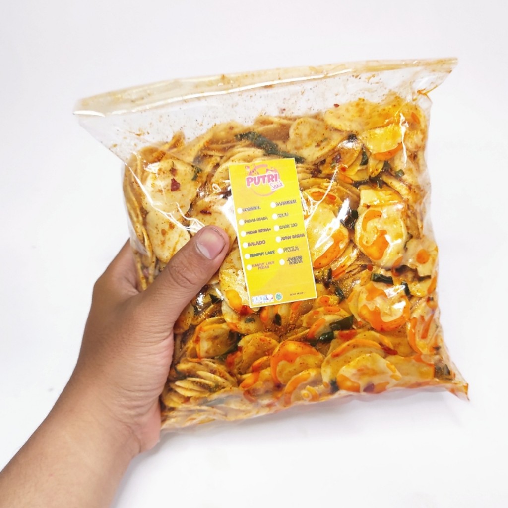 Keripik Seblak Ikan Putih 500gr Extra Daun Jeruk