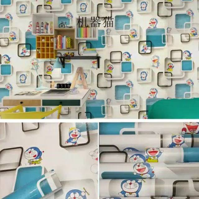 Walpaper dinding  doraemon  3D 50 walpaper stiker  Shopee  