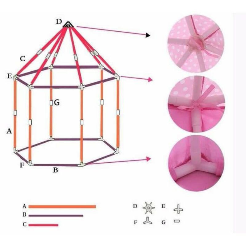 Tenda Anak GAZEBO Princess Rumah Indoor Outdoor Model Gazebo Portable