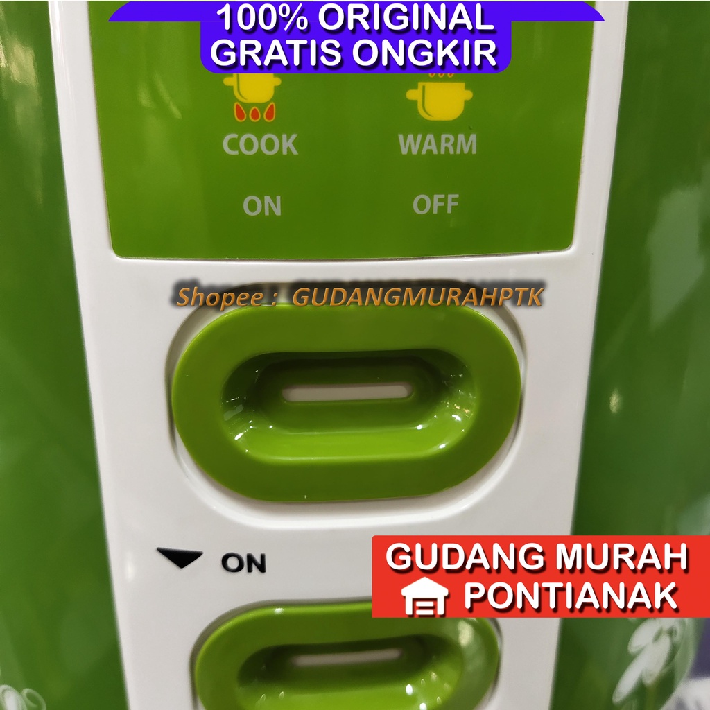 Ricecooker Turbo 2 TOMBOL MEMASAK dan MEnghangatkan ada ON OFF New Design Rice Cooker CRL1181 / Penanak Nasi Baru 1.8L Green / Hijau Penanak nasi