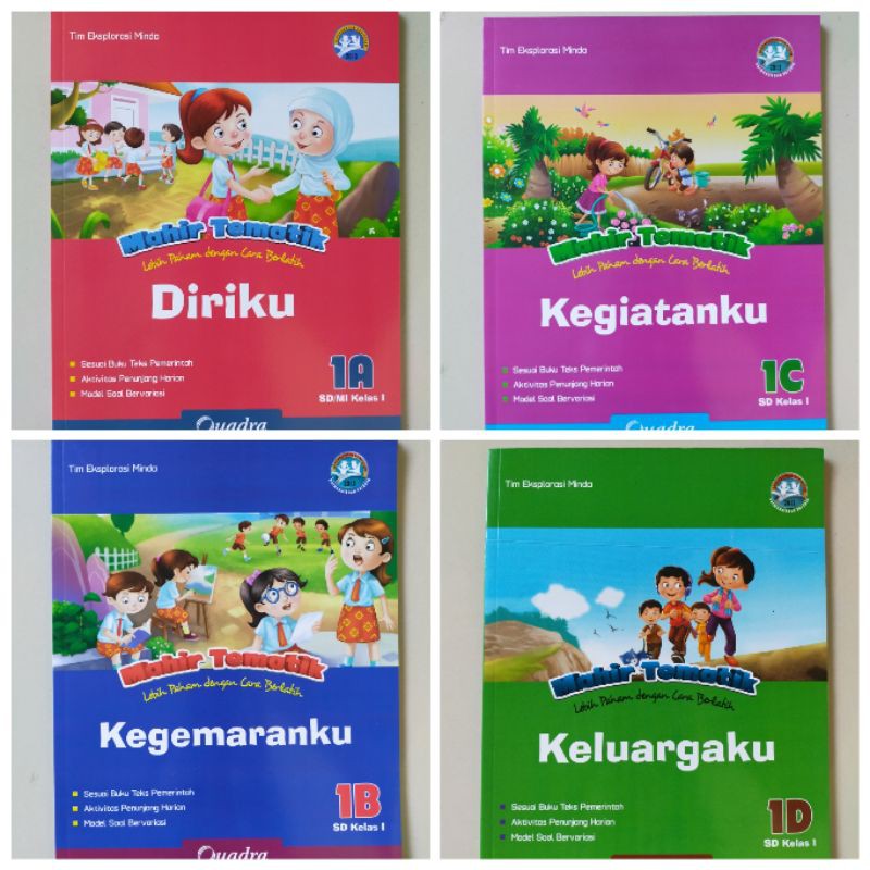 ORI satu paket buku mahir tematik K13 Quadra kelas 1 ABCD semester 1 edisi terbaru