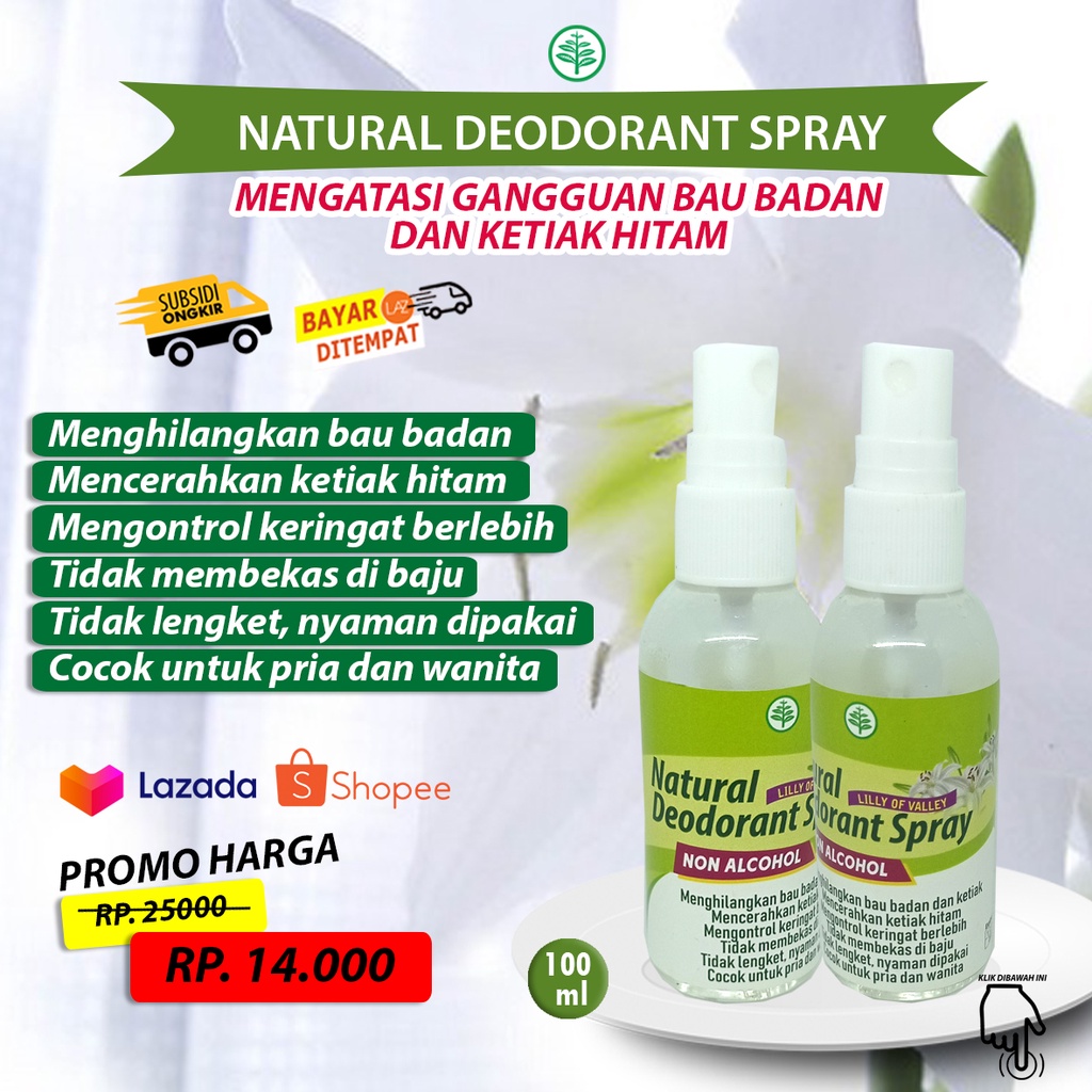 Jual Herbal Deodorant Spray Non Alcohol Menghilangkan bau badan dan