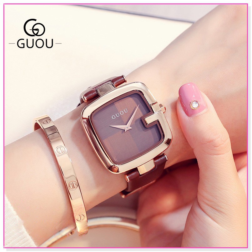 Guou Wanita Berjaga-jaga Watch Baru atau Netral Mengenai Saham Square Watch Trendi Jam Tang