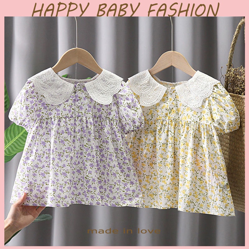 【Happy Baby】0-5TahunQZ-38 Dress anak perempuan/Dress putri lengan pendek motif bunga Fashion Anakr