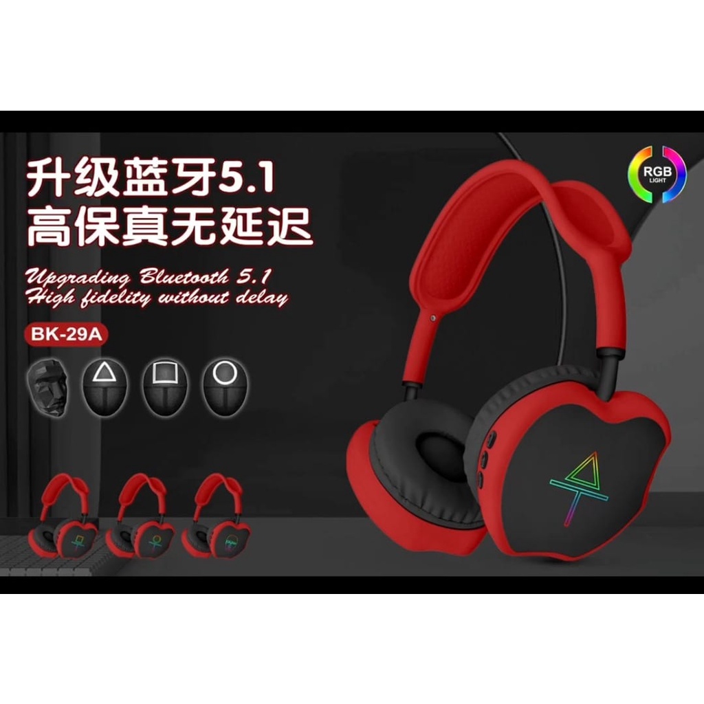 Headphone Bluetooth RGB Light Squid Game BK-29A Wireless Headset Support SD Card