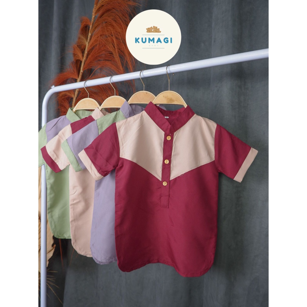 Kumagi- 1set Baju Setelan Kokoh Anak Lengan Pendek Laki Laki Usia 3 tahun - 10 tahun