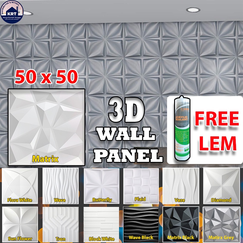 3D WALL PANEL PVC PREMIUM |  3D PANEL TILE WALLPAPER DINDING PREMIUM PVC STICKER WALLPAPER GYPSUM