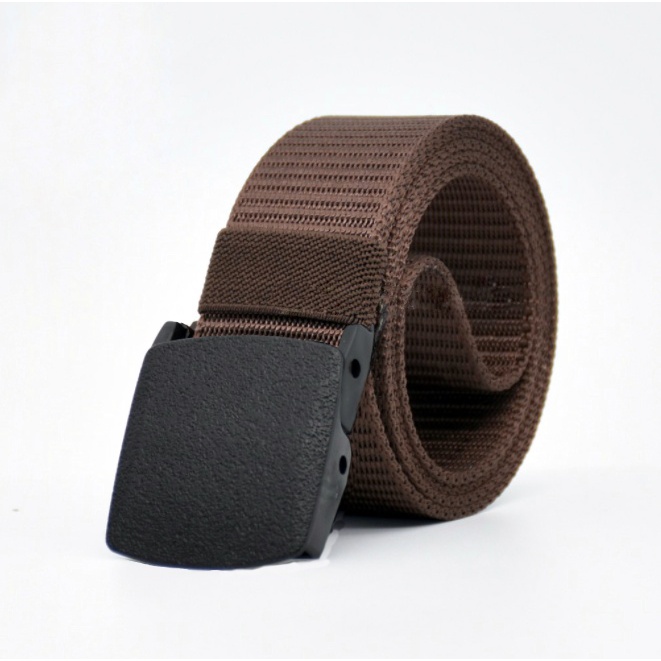 IKAT PINGGANG TACTICAL NYLON CANVAS / TACTICAL ARMY / ANTI METAL DETECTOR - MC-NL-40-Cokelat Kepala Hitam