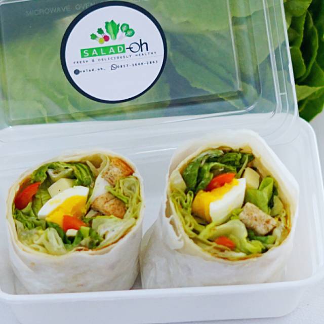 

Caesar salad wrap with boiled egg