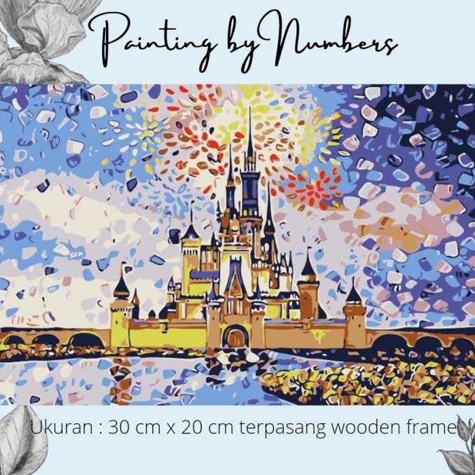 

DIY painting by number 30x20cm kerajinan tangan - Disneyland Castle