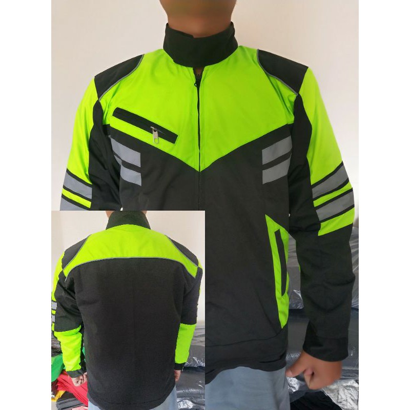 jaket motor turing hijau stabilo