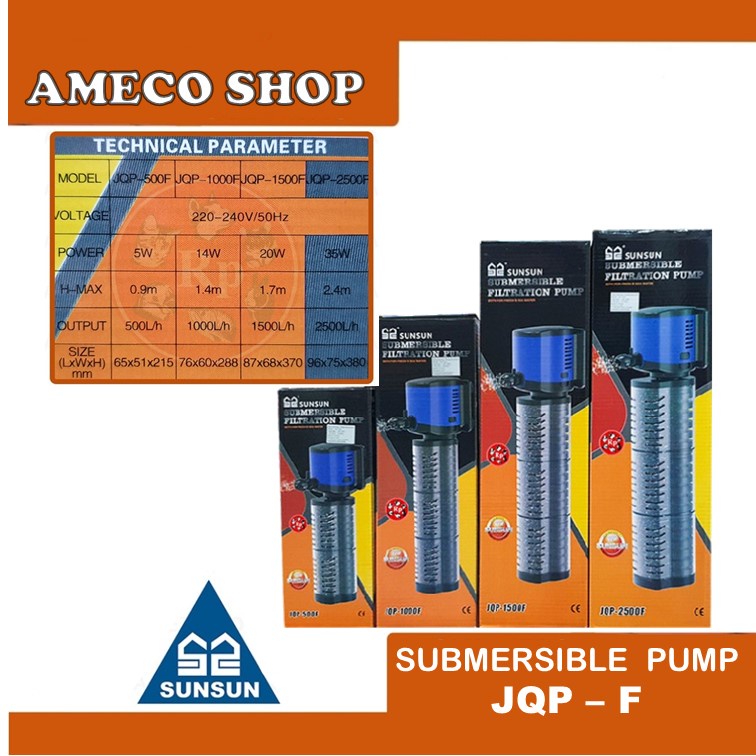 SUNSUN JQP 1500F Submersible Water Pump Pompa Air Celup Kolam Aquarium