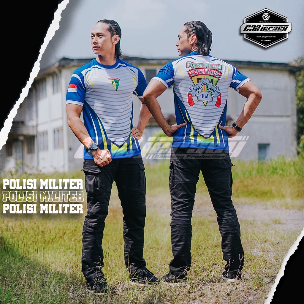 KAOS JERSEY PM PUTIH BIRU FULLPRINT / JERSEY POLISI MILITER FULLPRINT PREMIUM / POLISI MILITER