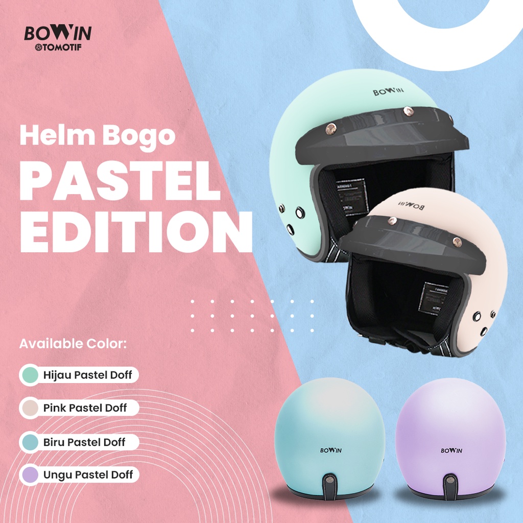 Bowin Helm Bogo Pastel Edition (Helm Standard SNI / Helm Half Face)