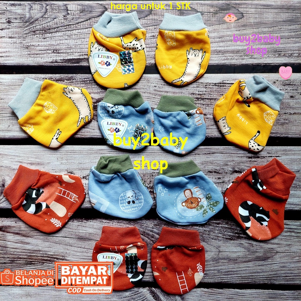 Libby Baby terbaru sarung tangan dan sarung kaki bayi model RIB Kaos 1 PCS