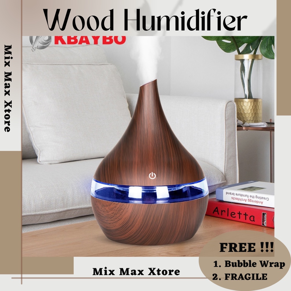 Taffware Humidifier Diffuser Aromaterapi Wood Grain 300ml (Humi K-H98) - Yellow &amp; Brown