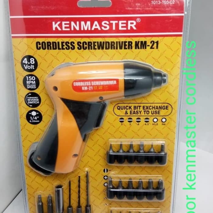 Kenmaster , KM 21 . Mesin Bor , Baterai Cordless Drill , Charger Screwdreiver