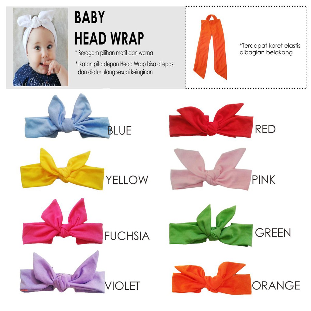 HEADWRAP balita TODDLER polos  Baby Head Wrap Ikat Rambut Bayi Bandana Bedong  Akachan alt hw