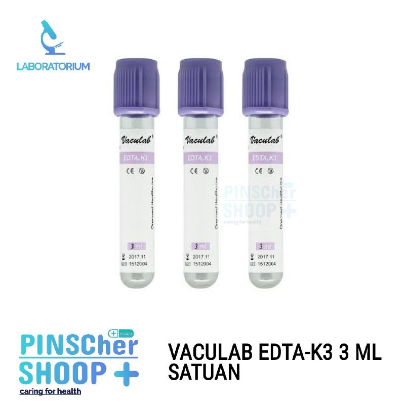 Vaculab EDTA K3 3 Ml Tabung Vacutainer Blood Colection Tube / Eceran