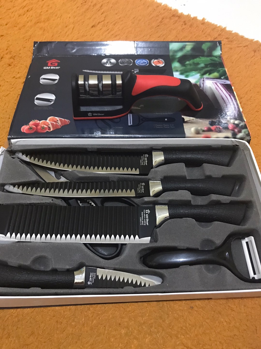 Gm Bear Pisau Dapur Hitam Set 6pcs 1110 - Kitchen Knife Black