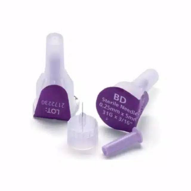 (MUTIARA ALKES) ECERAN Insulin / BD microfine 5 mm Ungu 0.25 mm ,(31G) x 5 mm