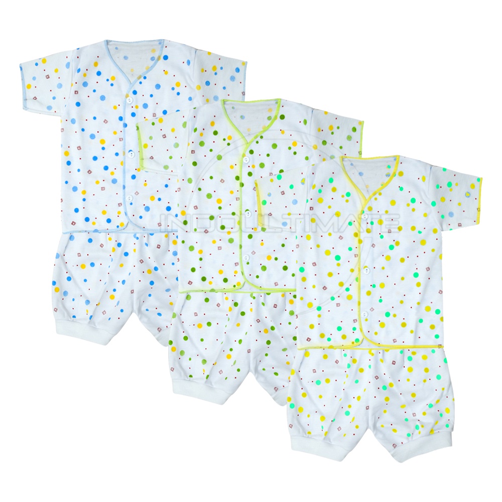 RANDOM WARNA Setelan Baju Bayi + Celana Bayi Newborn Baru Lahir Motif POLKADOT (0-6 Bulan) Celana Pendek bayi Baju Lengan Pendek Bayi Baju Lengan Pendek bayi Kaos Bayi Pakaian Bayi Perlengkapan bayi SBJS-33WD