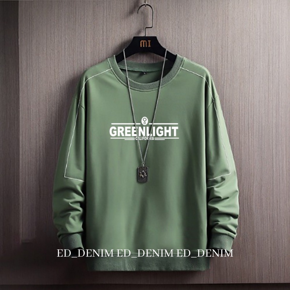 Crewneck Greenlight Pria / Sweater Korean Style Jumbo M L XL XXL 3XL / Switer Cowok Distro Original