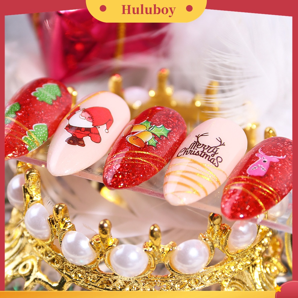 Huluboy Huluboy♡ Stiker Kuku Motif Natal 3D Untuk Manicure