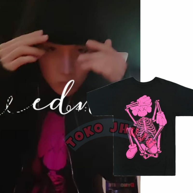 Baju Kaos BTS J-Hope SKELETON PINK Print DTF