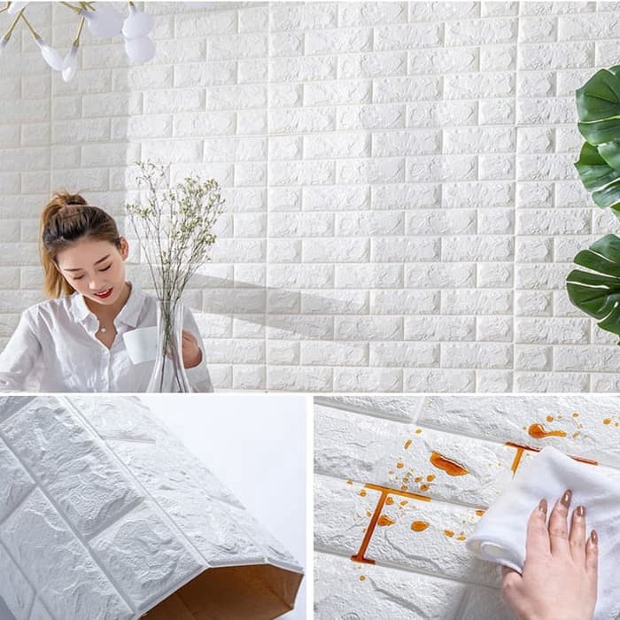 WALLPAPER 3D FOAM BRICKFOAM BATA WALLSTICKER HIASAN DINDING DEKORASI DIY COD 70CM X 77CM