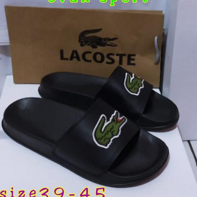 Sepatu Termurah Sendal Lacoste Sandal Jepit Pria Termurah - Black, 39