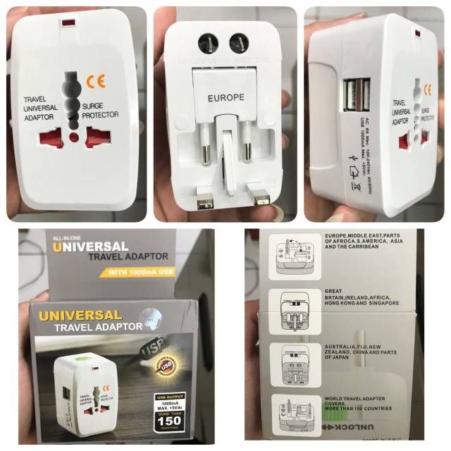 TRAVEL UNIVERSAL ADAPTOR / ADAPTOR CHARGER UNIVERSAL 2 PORT USB