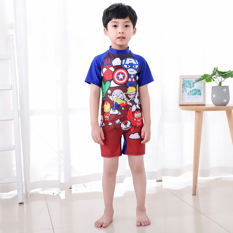 Baju Renang Anak Laki-laki Karakter Superhero Lengan Pendek Baju Renang Import