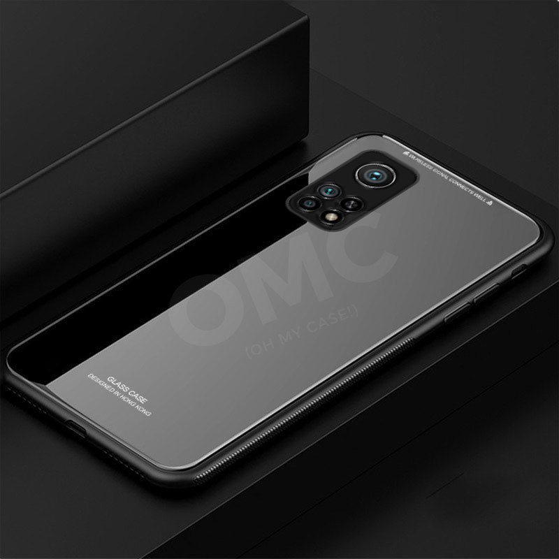 Glass Case Oppo A54 Hard case Glass Black edition Casing